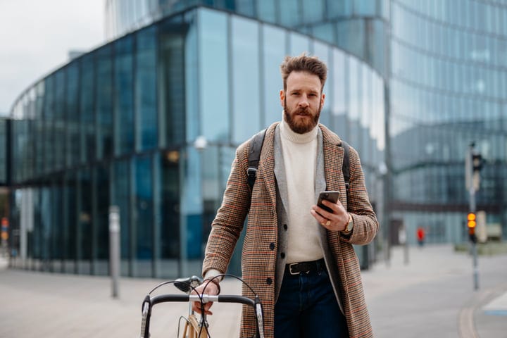 Urban Professional Navigates City Streets With Confidence