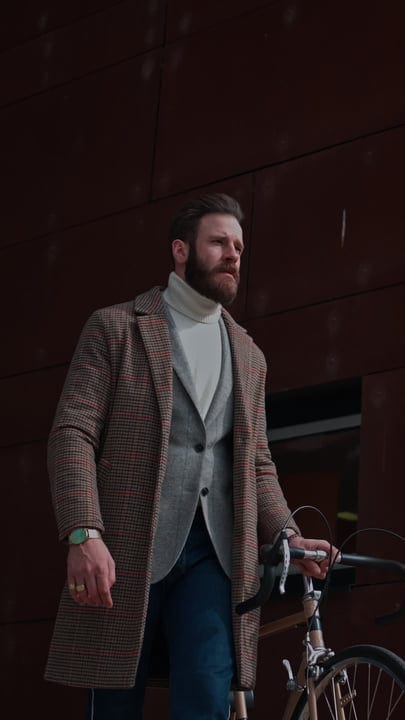 Confident Businessman Embraces Urban Cycling Commute