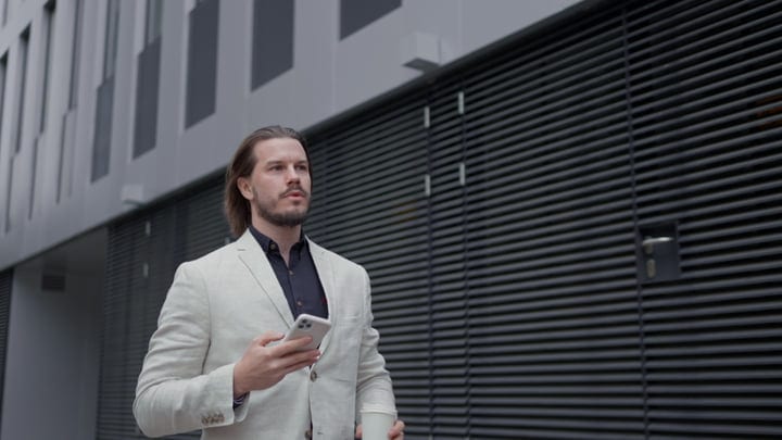 Businessman Navigates His Day With Confidence And Focus
