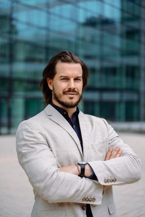 Confident Businessman Embraces Urban Sophistication in Style